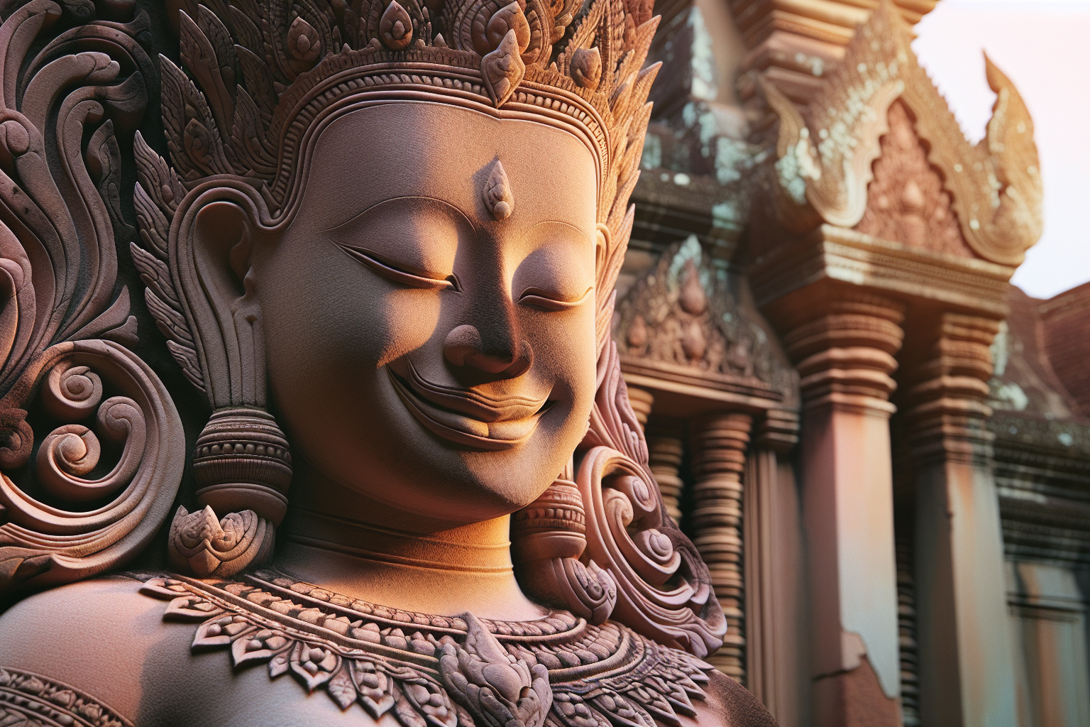 Le mystérieux sourire des statues du temple de Banteay Srei au Cambodge