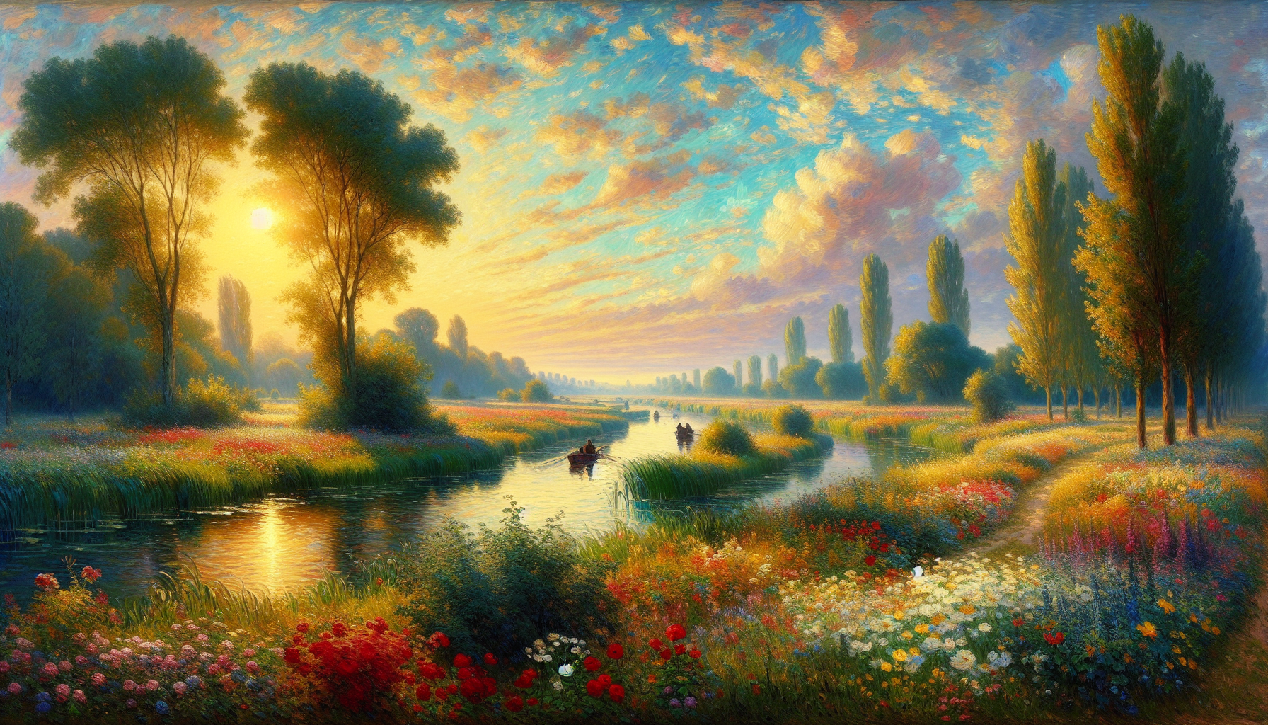 Peinture impressionniste d'un paysage ensoleillé