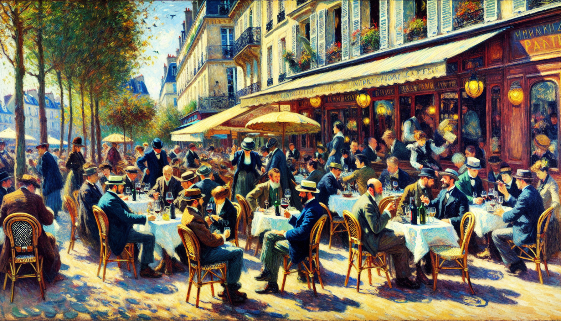 Terrasse de café parisien, 1870