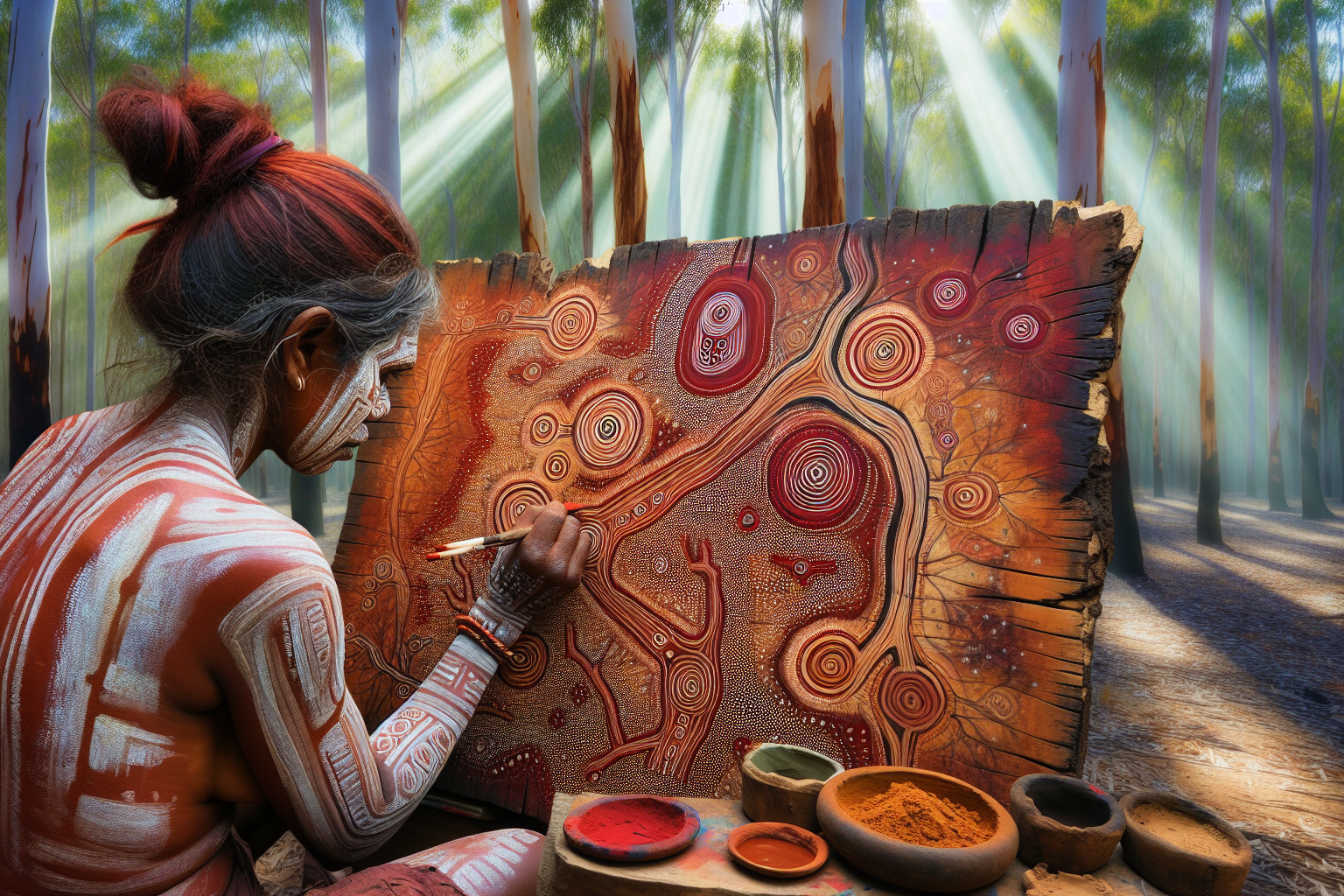 Les techniques ancestrales de peinture aborigène sur écorce dans le territoire du Nord de l'Australie