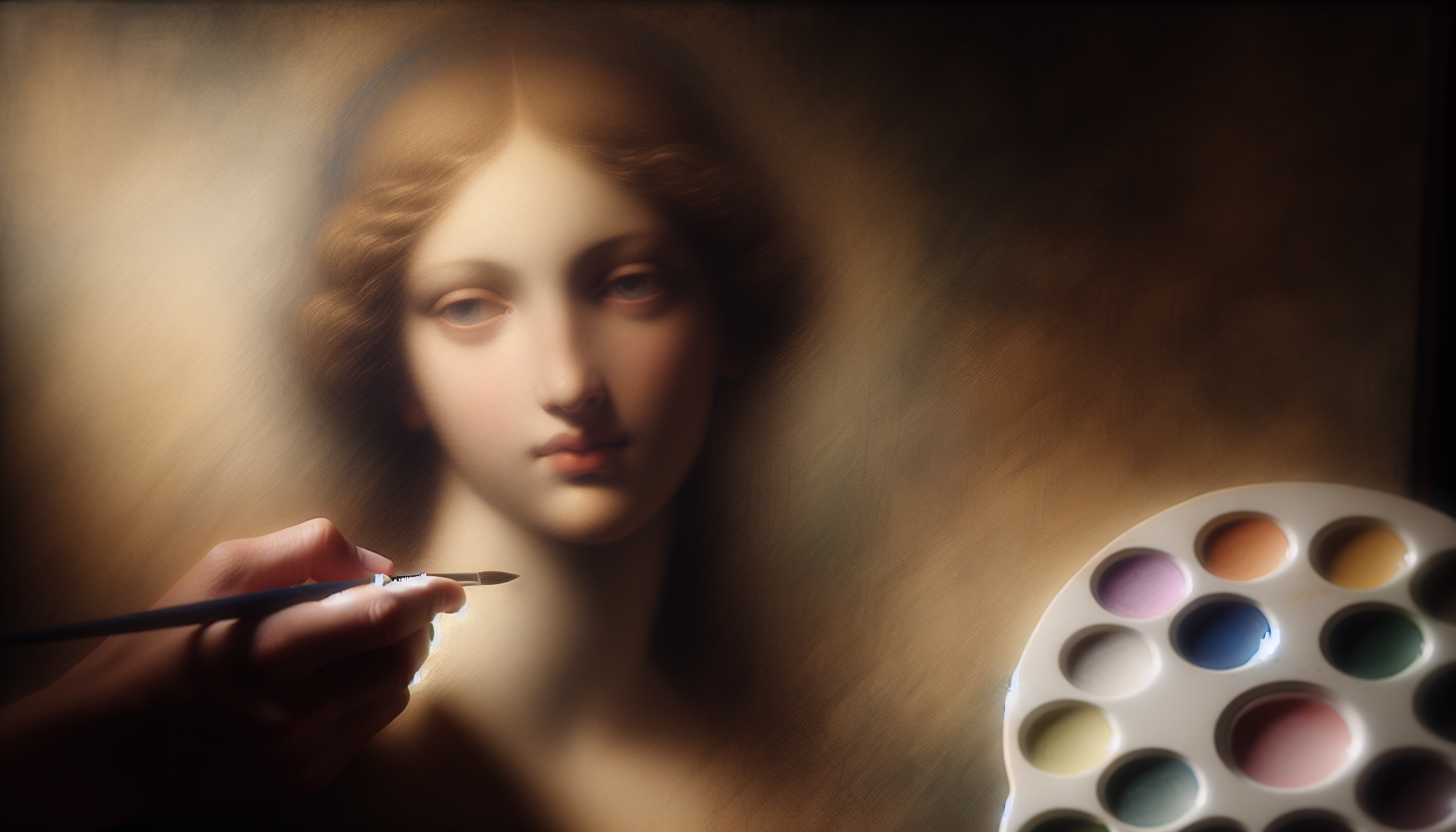 Détail d'une peinture illustrant la technique du sfumato