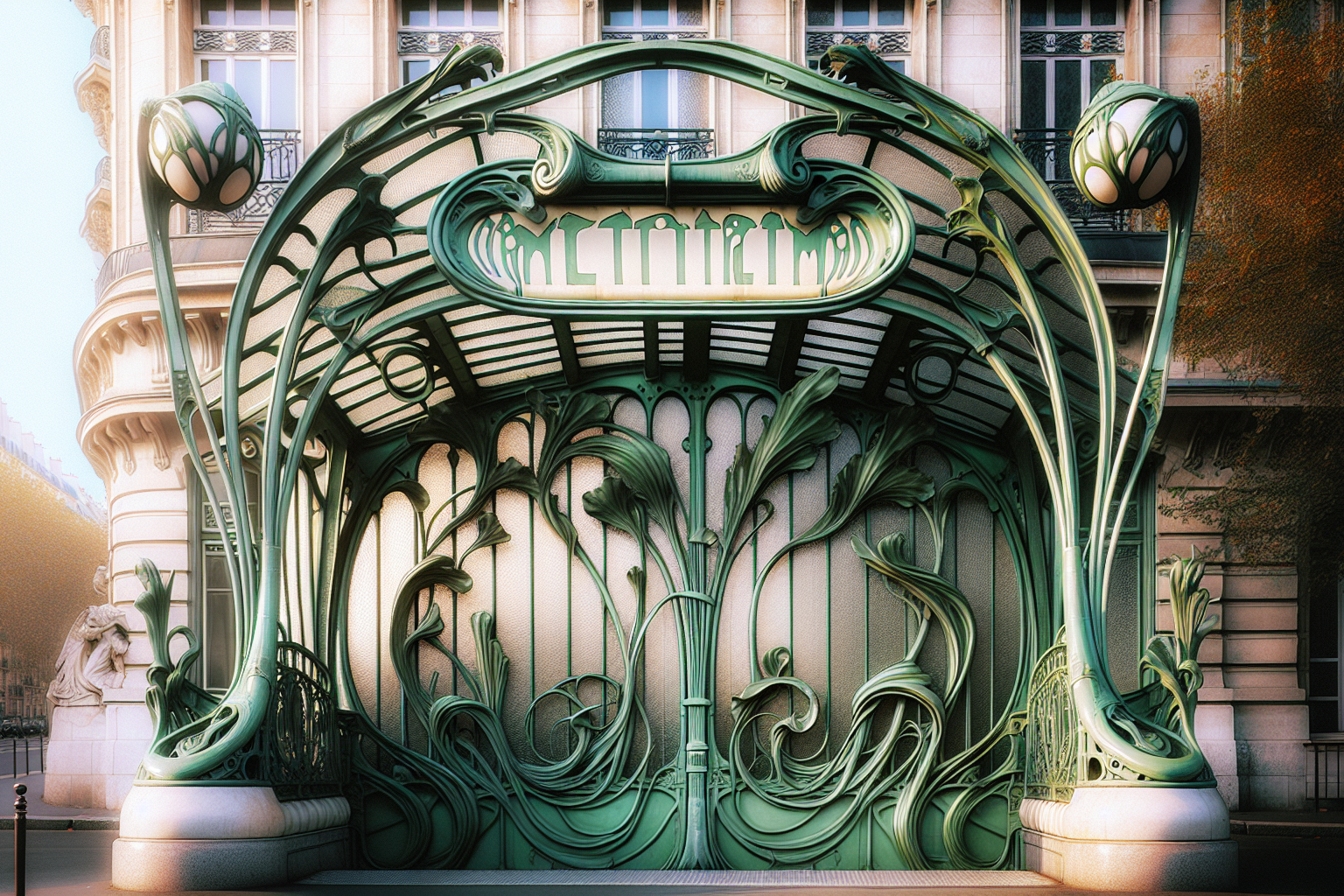 Les motifs végétaux d'Hector Guimard dans les bouches de métro parisiennes