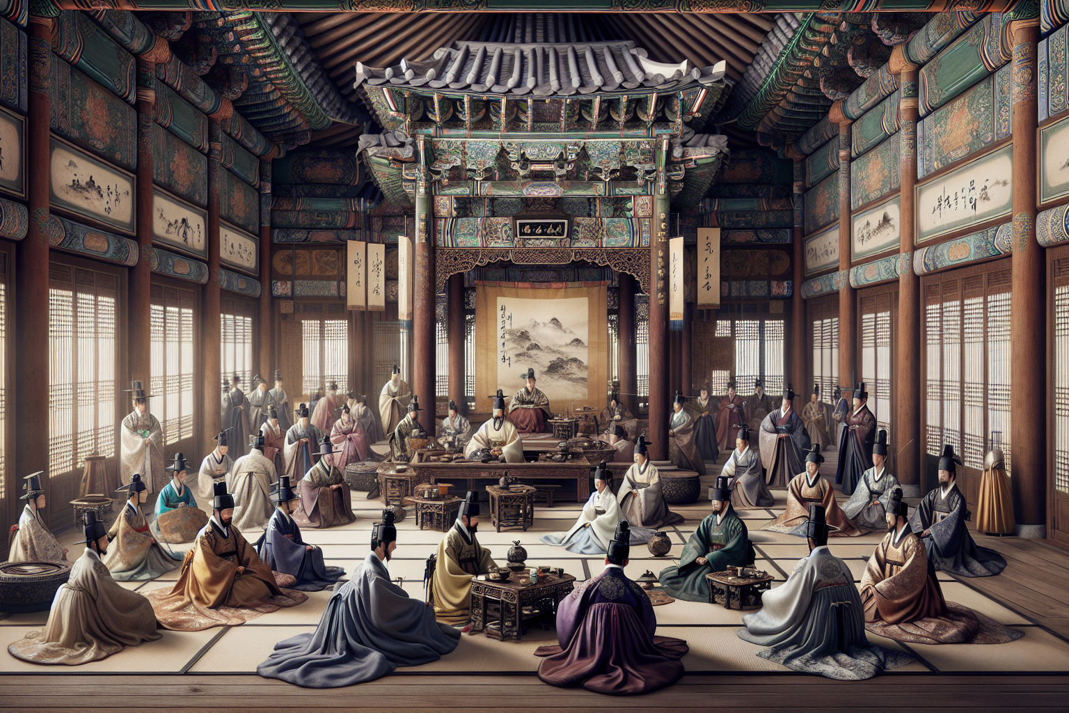 L'influence des peintures de cour coréennes Joseon sur la représentation de la vie quotidienne aristocratique